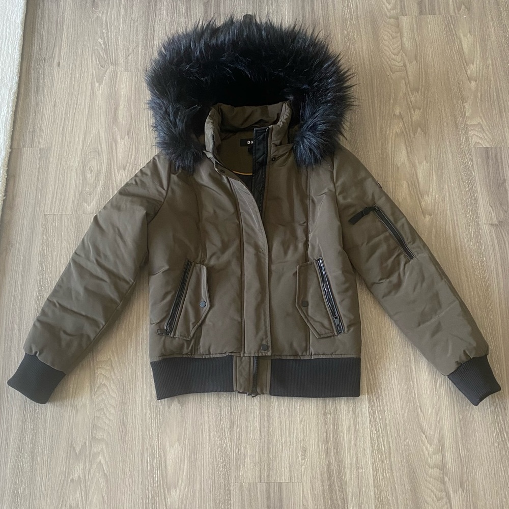 DKNY - Bomber Style Winter Coat (Olive Green)